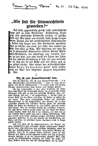 Zeitungsartikel von Anna Tumarkin. Aus: Frauen-Zeitung «Berna», Nr. 21, 23. Februar 1929.